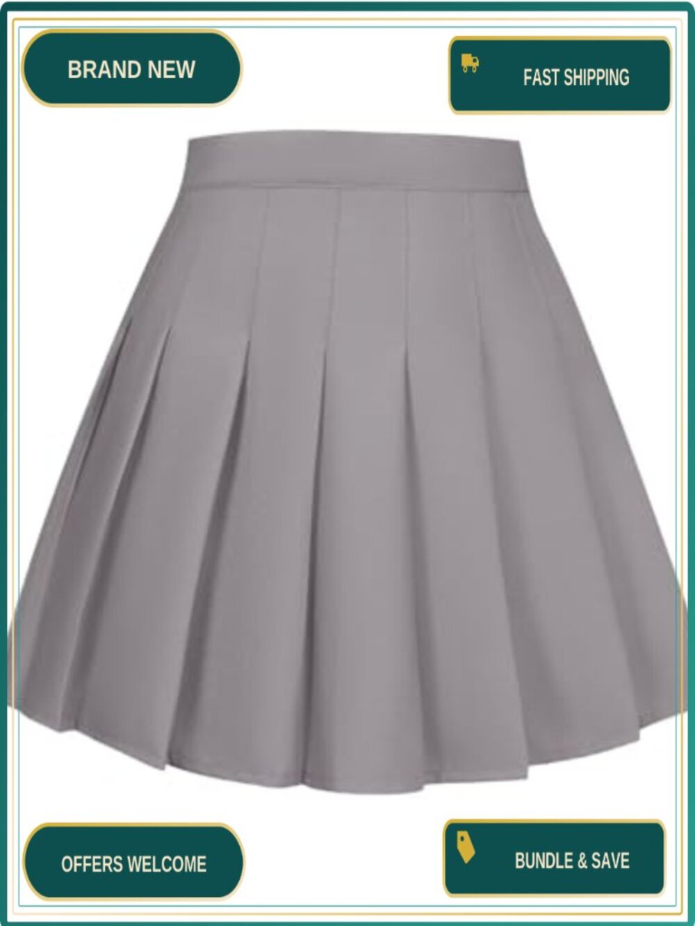 High Waisted Pleated Skorts for Women with Shorts, Tennis Skirts A-Line Skirt